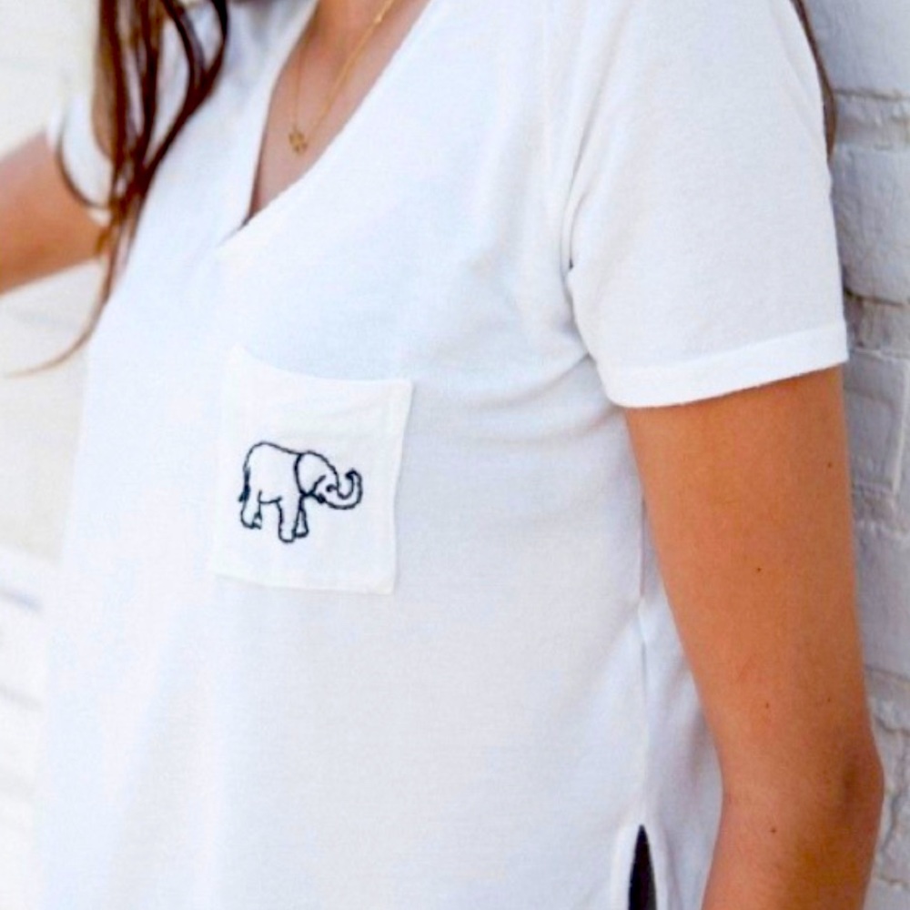 Brandy Melville Ella White Elephant Crop Tee